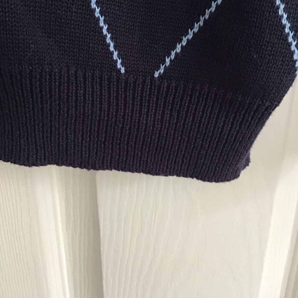 Liz Claiborne Long Sleeve Sweater V Neck Blue With Yellow Womens Large Pullover - Picture 6 of 10